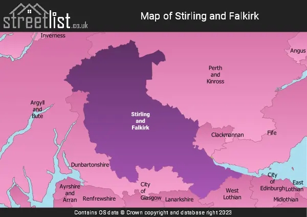 Map of Stirling and Falkirk